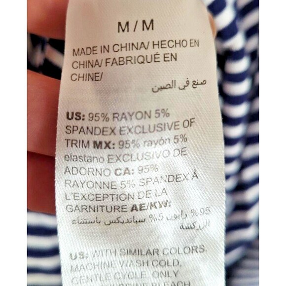 SOMA Size M Blue/White Striped Sleeveless Rayon Asymmetrical Hem Midi Dress - Picture 4 of 5